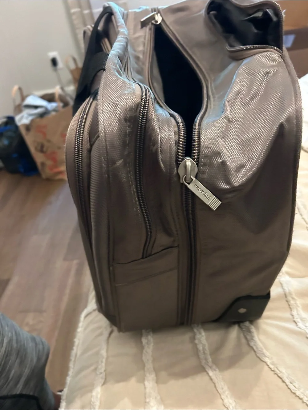 Professional Taupe Laptop Briefcase with Wheels - Men Bags